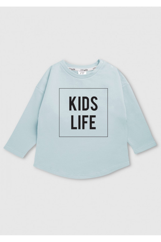 Žydros spalvos vaikiškas megztinis  "kids life"