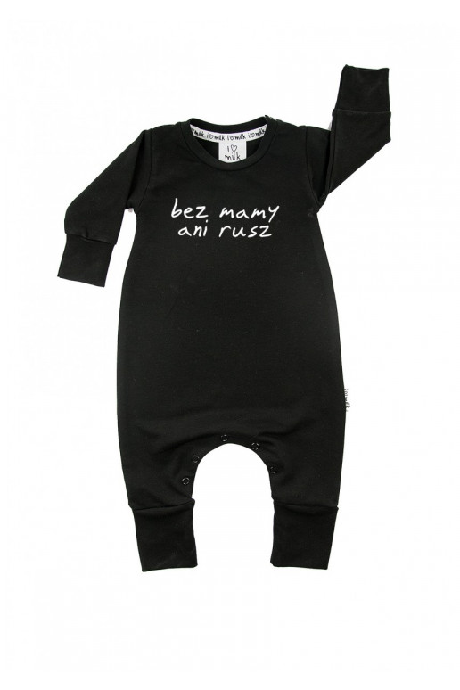 Black long sleeved romper &quot;bez mamy ani rusz&quot;