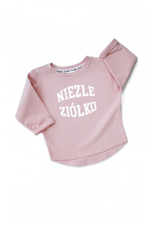 Powder pink kids sweatshirt &quot;niezłe ziółko&quot;