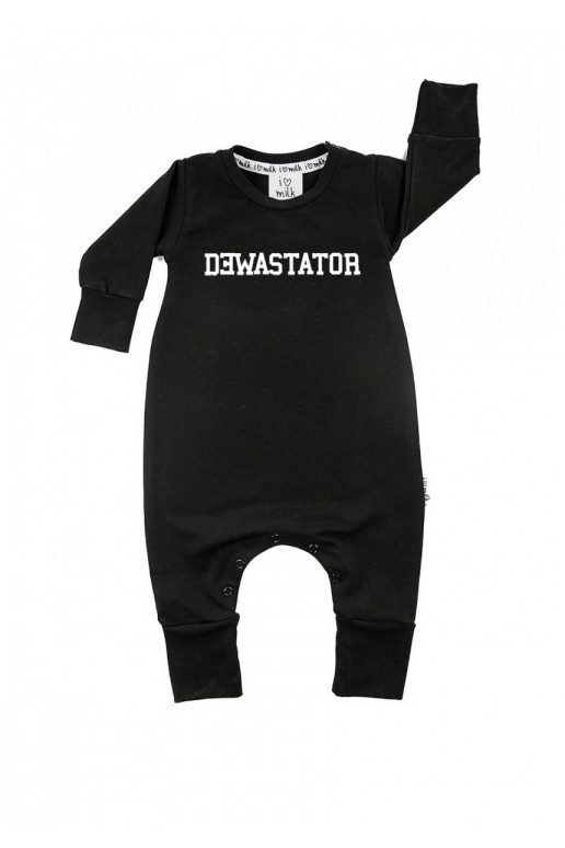 Black kid&#039;s &quot;dewastator&quot; long sleeves romper