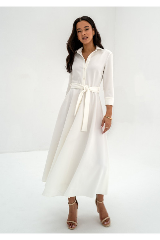 Melody - Ecru midi shirt dress