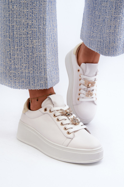   Sneakers modelio batai   su platforma Z Przypinkami D&A SN67 baltos spalvos