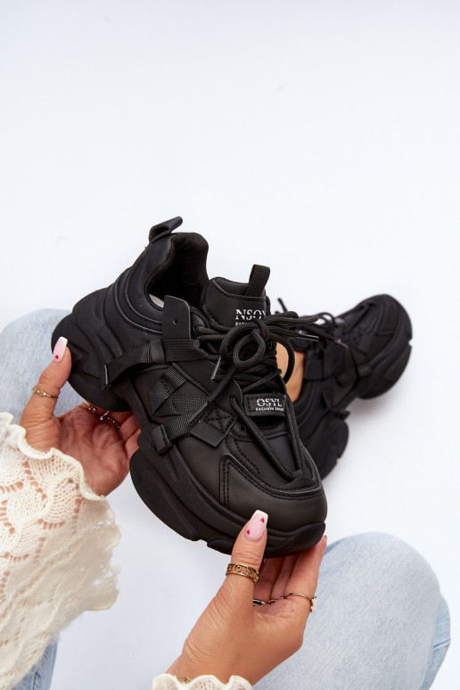 Sneakers modelio batai Moteriškos su madingais masyviais padais juodos spalvos Windamella