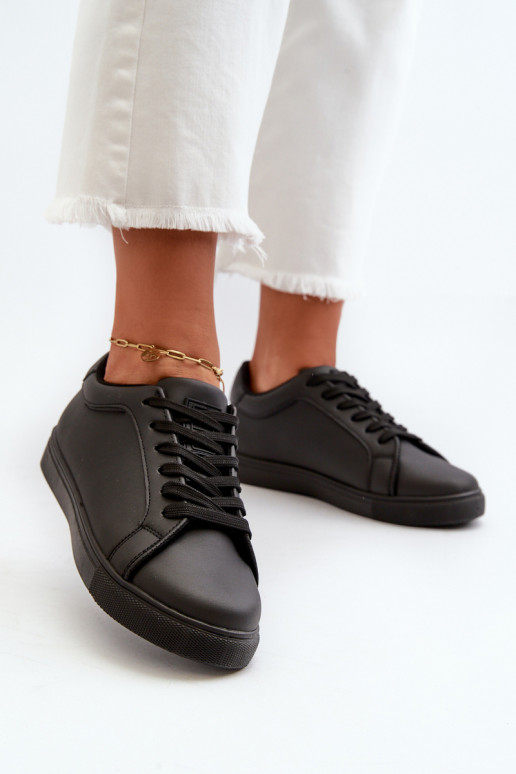 Žemas Sneakers modelio batai sportiniai bateliai Moteriškos iš eko odos juodos spalvos Diunna