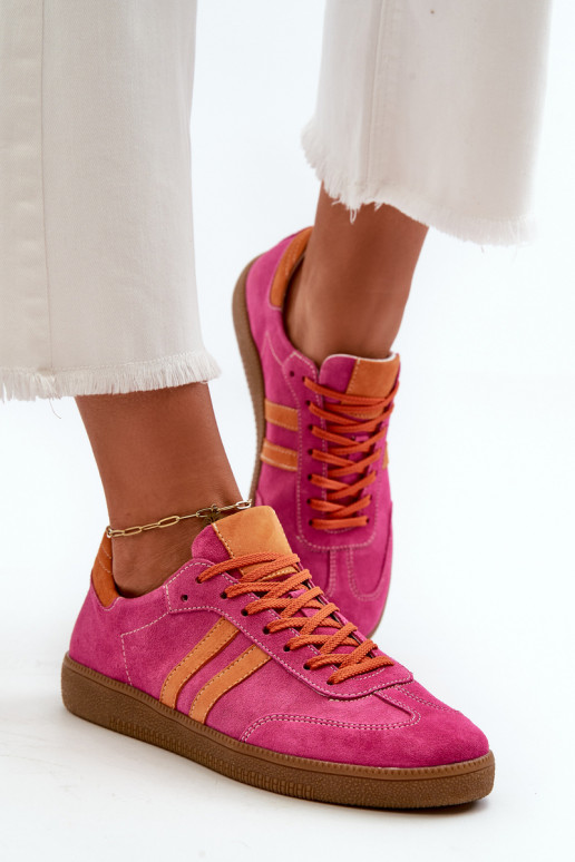 Zazoo N1068 iš zomšos Žemas Sneakers modelio batai Moteriškos rožinės spalvos