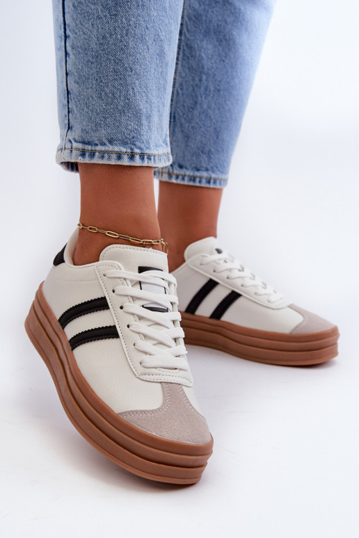 Sneakers modelio batai Moteriškos su platforma baltos spalvos Egelia