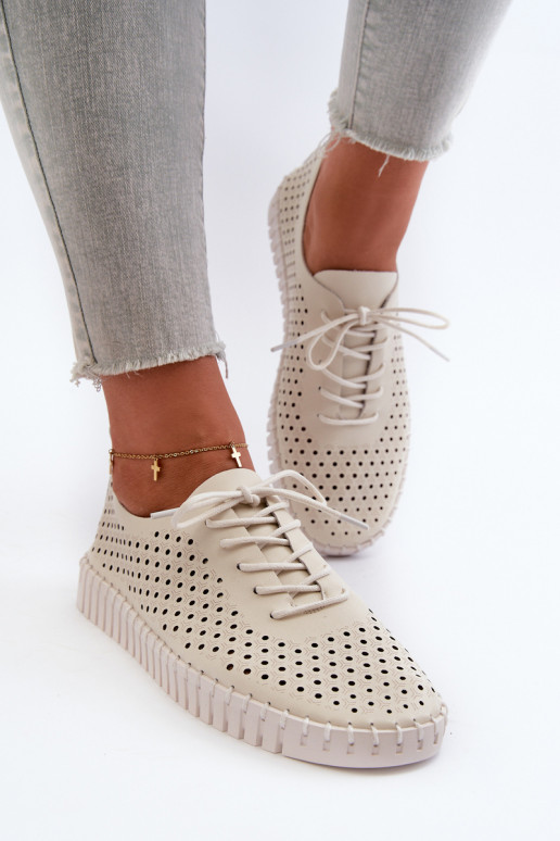 Oda Moteriški batai su ažūro elementais smėlio spalvos Ilvima