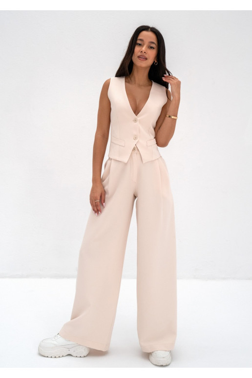 Mocca - Creamy wide trousers