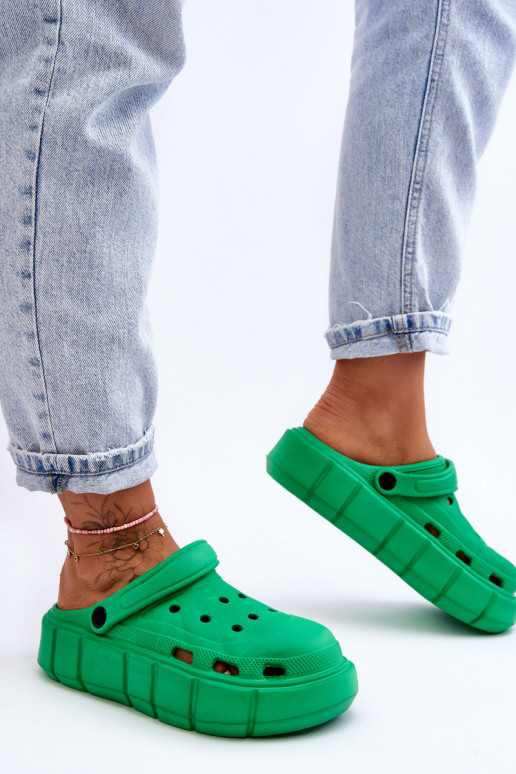 Crocs tipo šlepetės su paaukštinta platforma žalios spalvos Beckett