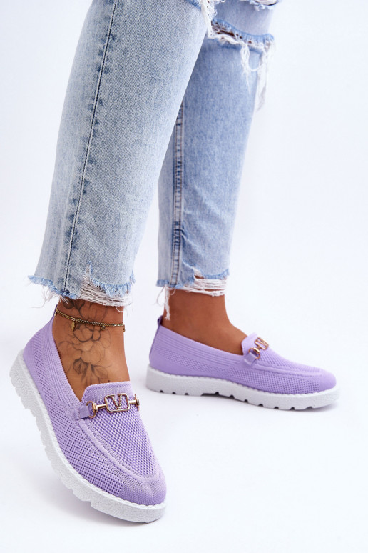   Įsispiriamo modelio Sportbačiai Slip-On su ornamentais Violetinės spalvos Alena