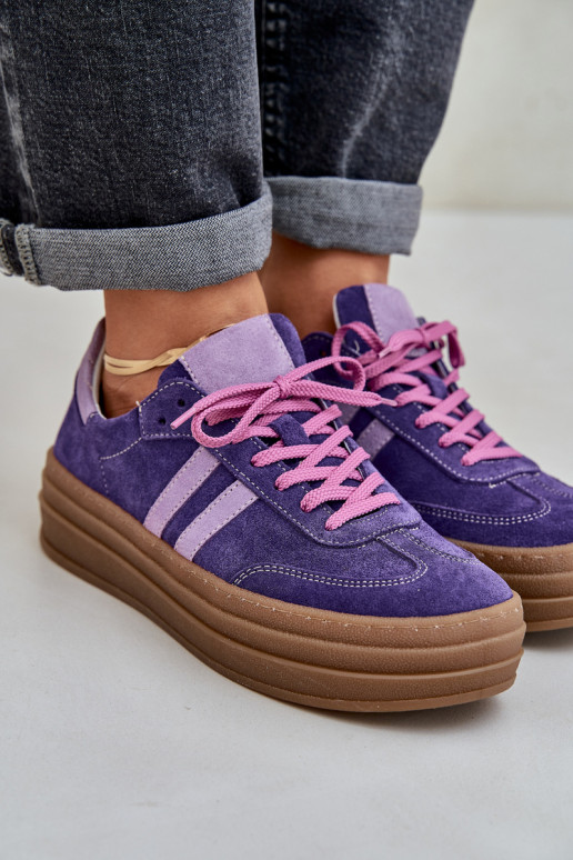 Zazoo N1068S4 Zomšiniai Sneakers modelio batai su platforma Tamsusvioletinės spalvos