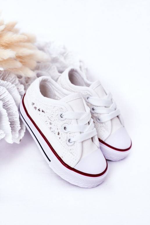 Vaikiški laisvalaikio batai su nėriniais baltos spalvos Roly-Poly