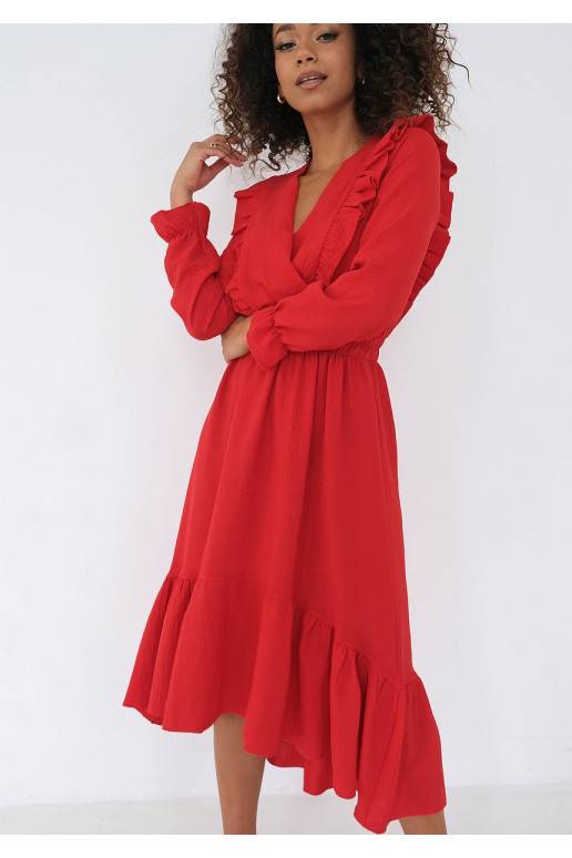 Verena -  raudonos spalvos midi suknelė